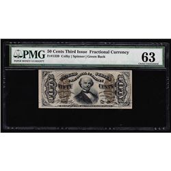 1863 50 Cents Third Issue Fractional Currency Note PMG CU63