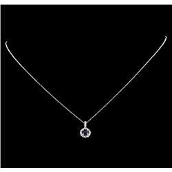14-18KT White Gold 0.40ct Sapphire and Diamond Pendant With Chain