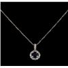 Image 2 : 14-18KT White Gold 0.40ct Sapphire and Diamond Pendant With Chain
