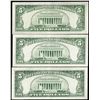 Image 2 : Lot of (3) 1963 $5 Red Seal Legal Tender Notes