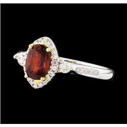 18KT White Gold 1.08ct Orange Sapphire and Diamond Ring