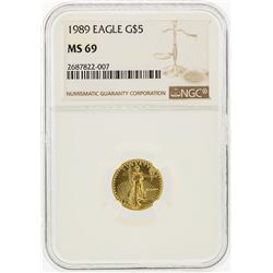 1989 $5 American Gold Eagle Coin NGC Graded MS69