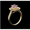 Image 3 : 14KT Yellow Gold 0.67ct Amethyst and Diamond Ring