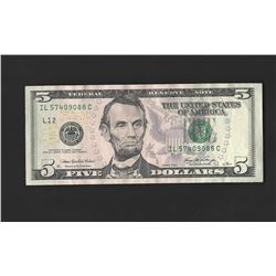 2006 $5 Federal Reserve Bank Note ERROR Ink Transfer on Reverse