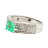 Image 1 : 14KT White Gold 0.84ct Emerald and Diamond Ring