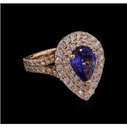 14KT White Gold 1.46ct Tanzanite and Diamond Ring