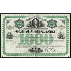 1800's $1000 The State of South Carolina Stock Certificate