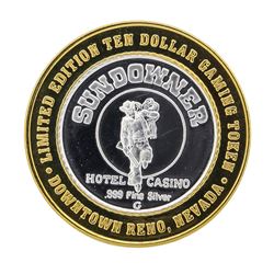 .999 Silver Sundowner Hotel and Casino $10 Casino Gaming Token Limited Edition
