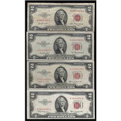 Lot of (4) 1953/A/B/C $2 Legal Tender Notes