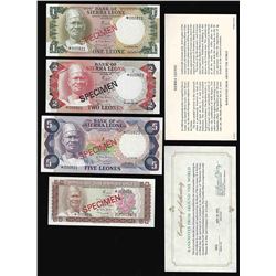 Set of (4) Bank of Sierra Leone Specimen Bank Notes