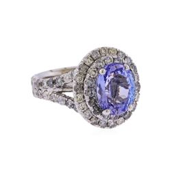 14KT White Gold 3.43ct Tanzanite and Diamond Ring