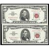 Image 1 : Lot of (2) 1963 $5 Red Seal Legal Tender Notes