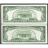 Image 2 : Lot of (2) 1963 $5 Red Seal Legal Tender Notes
