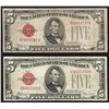 Image 1 : Lot of (2) 1928E $5 Legal Tender Notes