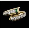 Image 2 : 14KT Yellow Gold 0.02ctw Emerald and Diamond Ring