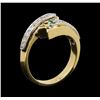 Image 4 : 14KT Yellow Gold 0.02ctw Emerald and Diamond Ring