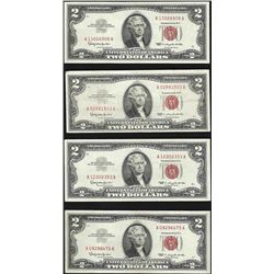 Lot of (4) 1963 $2 Legal Tender Notes