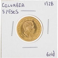 1928 Columbia 5 Pesos Gold Coin