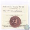 Image 1 : Test Token: 25-cent 1965 CH#TT-25.4; Copper. ICCS Certified MS-66. A Choice Near Full Red Token.