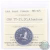 Image 1 : Test Token: 25-cent 1965 CH#TT-25.2C; Aluminum. ICCS Certified MS-65. A Choice eye appeal Token.