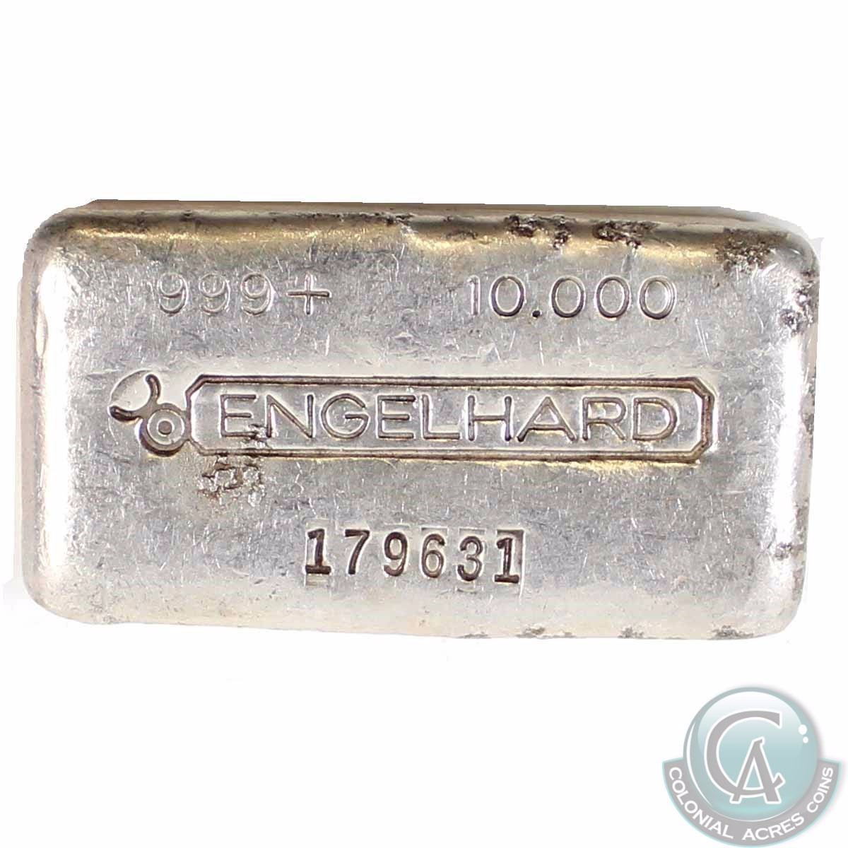 CANADA Vintage Engelhard 10 oz Series3 999 Fine Silver Old Poured Bar