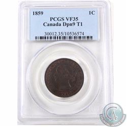 1-cent 1859 DP N9 #1 PCGS Certified VF-35