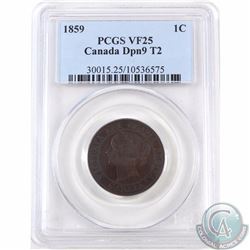 1-cent 1859 DP N9 #2 PCGS Certified VF-25