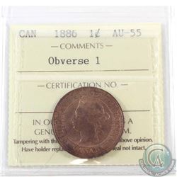 1-cent 1886 Obverse 1 ICCS Certified AU-55