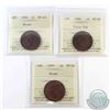 Image 1 : 1-cent 1888 Trace Red, 1896 & 1899 ICCS Certified MS-60 Brown. 3pcs