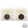 Image 1 : 1-cent 1891 SD SL; Obverse 2 & SD LL; Obv.3, ICCS Certified F-12. 2pcs