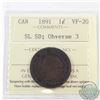 Image 1 : 1-cent 1891 SD SL Obverse 3 ICCS Certified VF-20