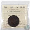 Image 1 : 1-cent 1891 SD SL Obverse 2 ICCS Certified VF-20