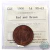 Image 1 : 1-cent 1900 ICCS Certified MS-63 Red/Brown