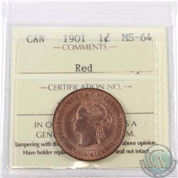 1-cent 1901 ICCS Certified MS-64 Red