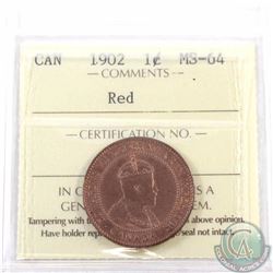 1-cent 1902 ICCS Certified MS-64 Red