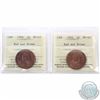 Image 1 : 1-cent 1903 & 1904 ICCS Certified MS-63 Red and Brown. 2pcs