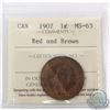 Image 1 : 1-cent 1907 ICCS Certified MS-63 Red and Brown