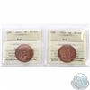 Image 1 : 1-cent 1910 & 1912 ICCS Certified MS-63 Red. 2pcs