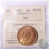 Image 1 : 1-cent 1911 ICCS Certified MS-64 Red. An attractive original coin with consistent colour and eye app