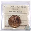 Image 1 : 1-cent 1915 ICCS Certified MS-63 Red and Brown