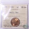 Image 1 : 1-cent 1920 Small ICCS Certified MS-64 Red