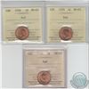 Image 1 : 1-cent 1938, 1939 & 1940 ICCS Certified MS-65. 3pcs