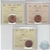 Image 1 : 1-cent 1939, 1950 & 1952 ICCS Certified MS-65. 3pcs