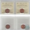 Image 1 : 1-cent 1949 ICCS Certified A to Denticle MS-63 & A off Denticle MS-65 Red. 2pcs