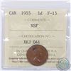 Image 1 : 1-cent 1955 NSF ICCS Certified F-15. A medium chocolate brown colour with 1 dark spot on the obverse
