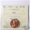 Image 1 : 1-cent 1957 ICCS Certified MS-66 Red. Tied for Finest Known.