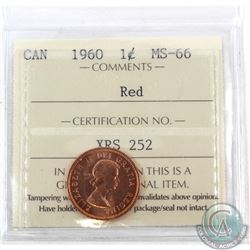 1-cent 1960 ICCS Certified MS-66 Red. Tied for the finest known by ICCS