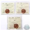 Image 1 : 1-cent 1989, 1990 & 1991 ICCS Certified MS-66. 3pcs