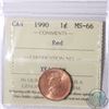 Image 1 : 1-cent 1990 ICCS Certified MS-66 Red.