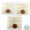 Image 1 : 1-cent 1993, 1994 & 1995 ICCS Certified MS-66 Red. 3pcs